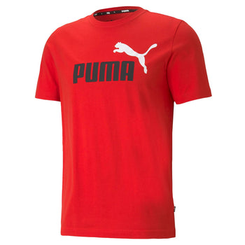 T-shirt rossa da uomo con logo bicolore Puma Essentials, Abbigliamento Sport, SKU a722000271, Immagine 0